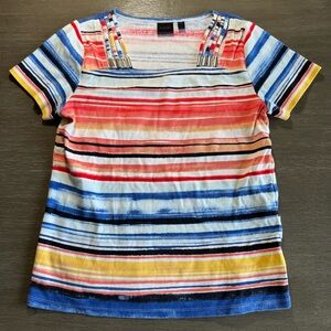Colorful Striped Strappy Tee Tshirt Blouse Rafaella  S